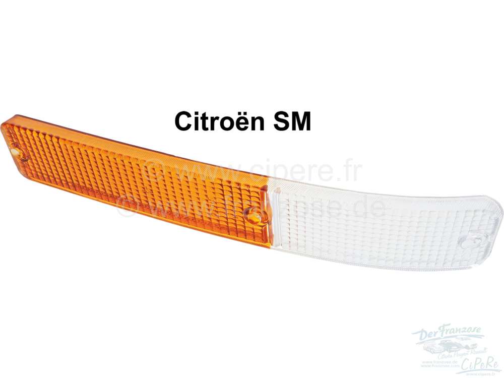 Sonstige-Citroen - SM, Blinkerglas vorne. Passend für Citroen SM. Farbe: weiß + orange.