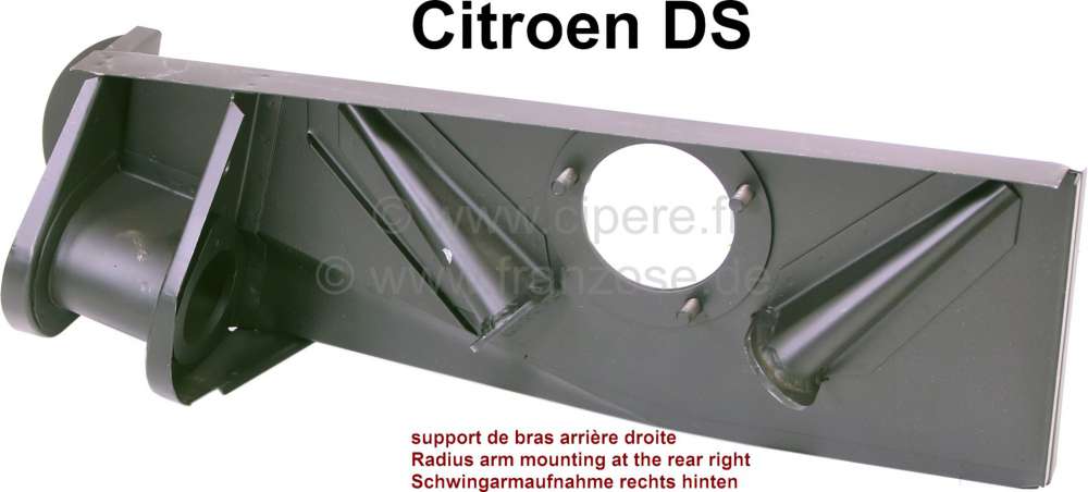 Citroen-DS-11CV-HY - Achsschwingenaufnahme (Schwingarm) hinten rechts (komplett). Passend für Citroen DS. Perf