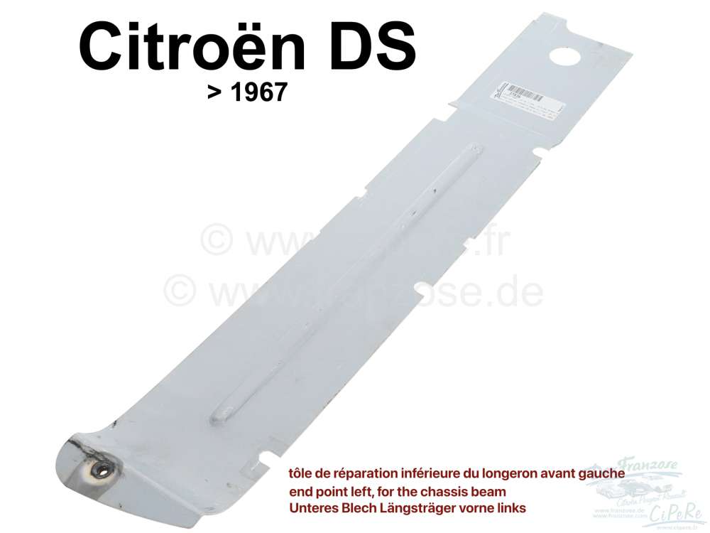 Citroen-DS-11CV-HY - Längsträger vorne links. Unteres Blech mit dem Bogen nach oben (Endspitze vorne links, u