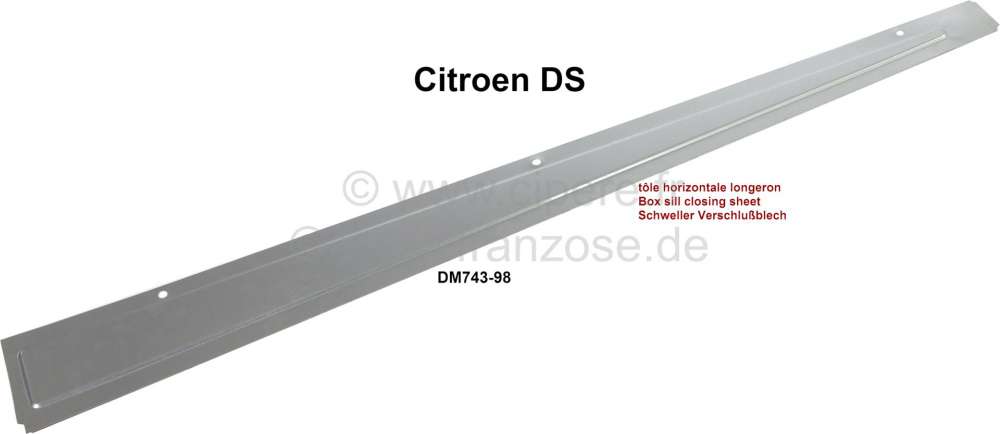 Sonstige-Citroen - Schweller Verschlußblech, von unten. Passend für Citroen DS. Dieses Blech ist von der Un