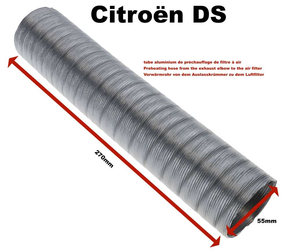 Sonstige-Citroen - Vorwärmrohr, von dem Auslasskrümmer zu dem Luftfilter. Passend für Citroen DS. Länge: 