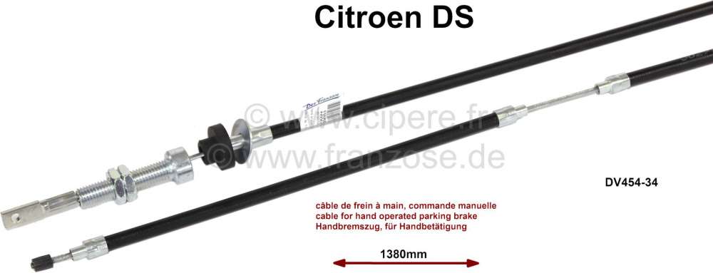 Sonstige-Citroen - Handbremsseil für Handbetätigung. Passend für Citroen DS. Länge: 1380mm. Or. Nr. DV454