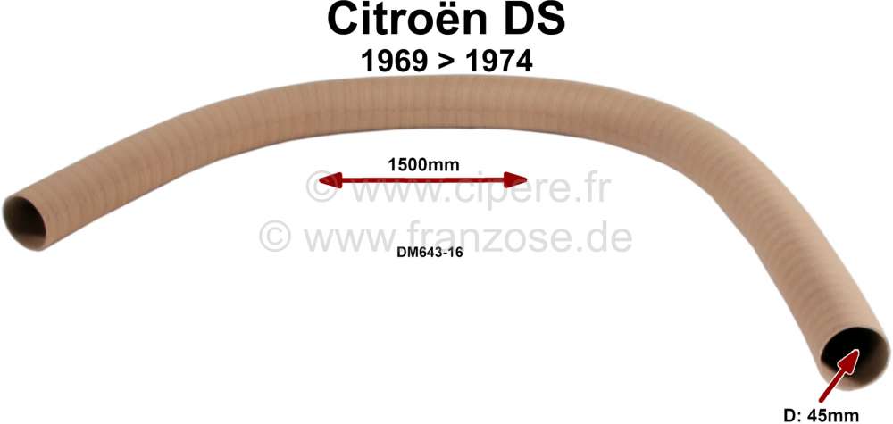 Sonstige-Citroen - Lüftungsschlauch hinter dem Armaturenbrett. Passend für Citroen DS, von Baujahr 1964 bis