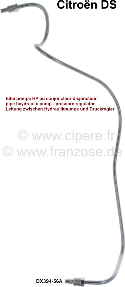 Citroen-DS-11CV-HY - Hydraulikleitung zwischen Hydraulik-Pumpe und Hydraulikdruckregler. Passend für Citroen D
