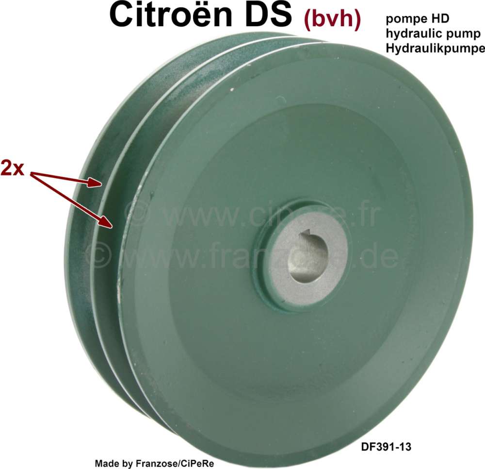 Citroen-DS-11CV-HY - Hydraulikpumpe Riemenscheibe, für 2 Keilriemen. Passend für Citroen DS (LHM + LHS). Manu