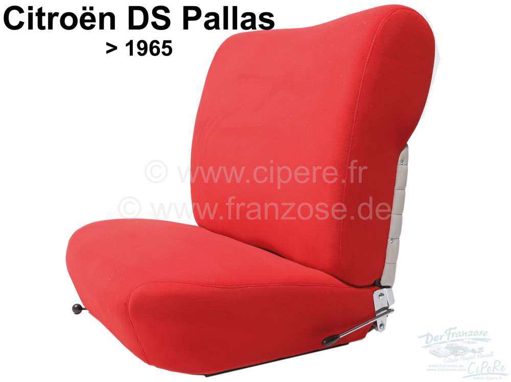DS >1965, Sitzbezüge vorne + hinten, Citroen DS Pallas bis Baujahr 1965  (hohe Rückenlehne). Farbe: hellrot (vif). Die