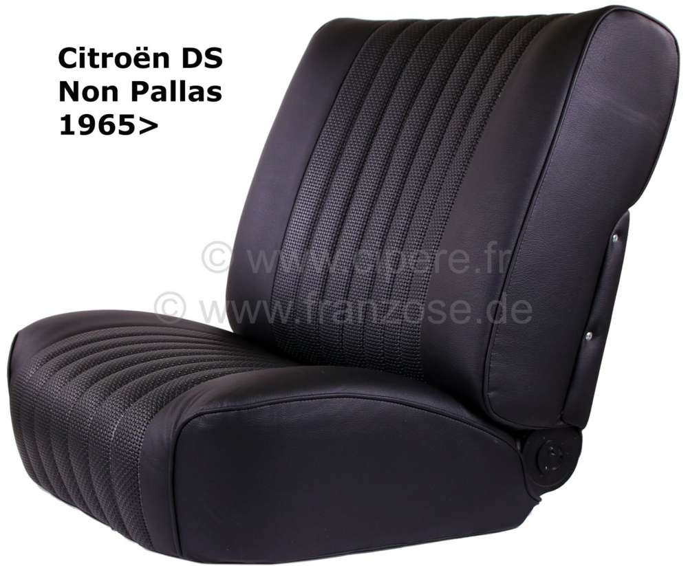 Citroen-DS-11CV-HY - DS Non Pallas, Sitzbezüge vorne + hinten, Citroen DS, Kunstleder schwarz. Citroen DS ab 1