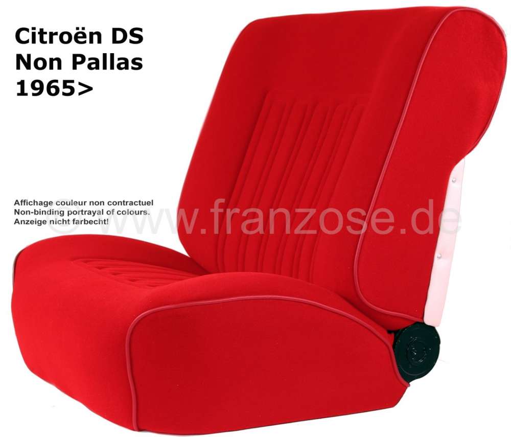 DS Non Pallas, Sitzbezüge vorne + hinten, Citroen DS Non Pallas. Farbe hell  rot (vif). Hohe Rückenlehne ab 1965. Der S