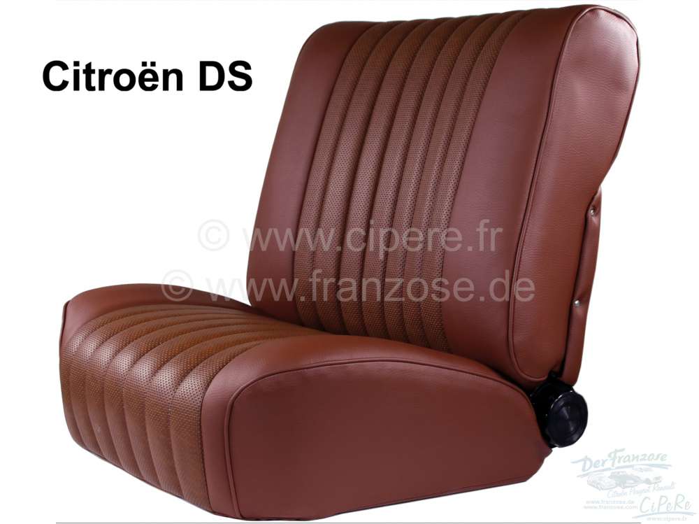 DS Non Pallas, Sitzbezüge vorne + hinten, Citroen DS, Kunstleder braun  (Tabak). Citroen DS, von Baujahr 1972 bis 1975!