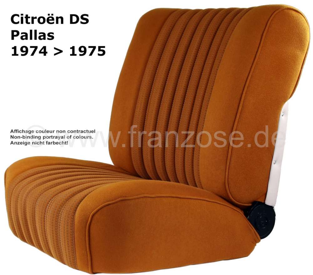 Citroen-2CV - DS Pallas, Sitzbezüge vorne + hinten, Citroen DS Pallas 1974-1975, Farbe ocker (caramel) 