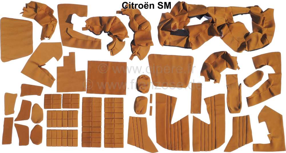 Citroen-DS-11CV-HY - SM, Sitzbezüge vorne + hinten. Farbe: ocker (Caramel). Incl. Material für die Türverkle