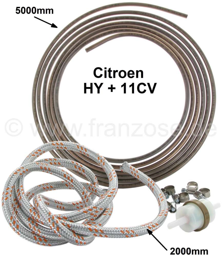 Citroen-DS-11CV-HY - Benzinleitungsset, passend für Citroen HY + 11CV. Bestehend aus: 5 Meter Kupfer Nickel Be