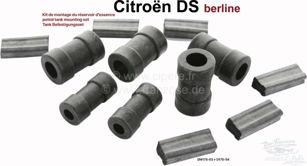 Citroen-DS-11CV-HY - Benzintank Befestigungsset, passend für Citroen DS Berline (Limousine). Bestehend aus: 4x