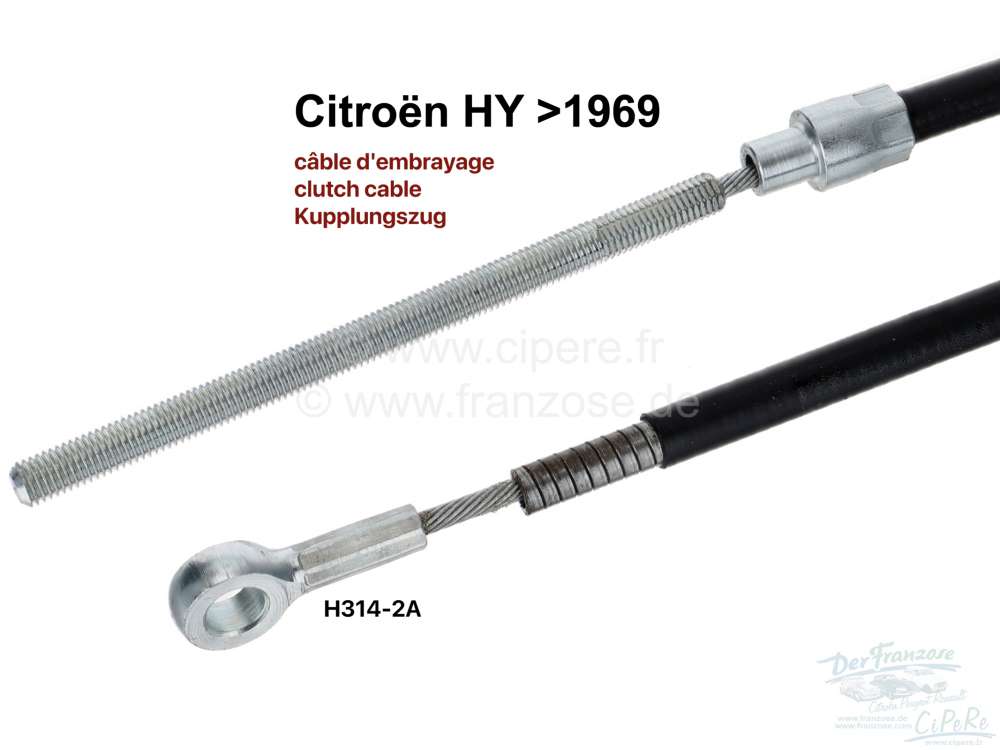 Citroen-DS-11CV-HY - Kupplungszug, passend für Citroen HY, bis Baujahr 1969. Or. Nr. H3142A