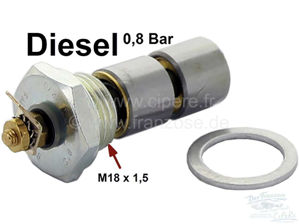 Öldruckschalter (Diesel). Gewinde M18 x 1,5. Passend für Peugeot Diesel  204D, 304D, 305D, 404D, 504D, 505D, 604D. Citr