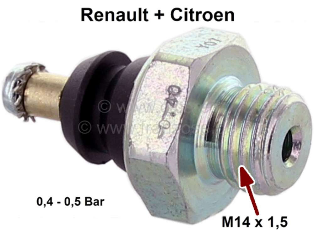 Alle - Öldruckschalter. Gewinde: M14 x 1,5. Schaltdruck: 0,5 Bar. Passend für Renault R3 + R4 (