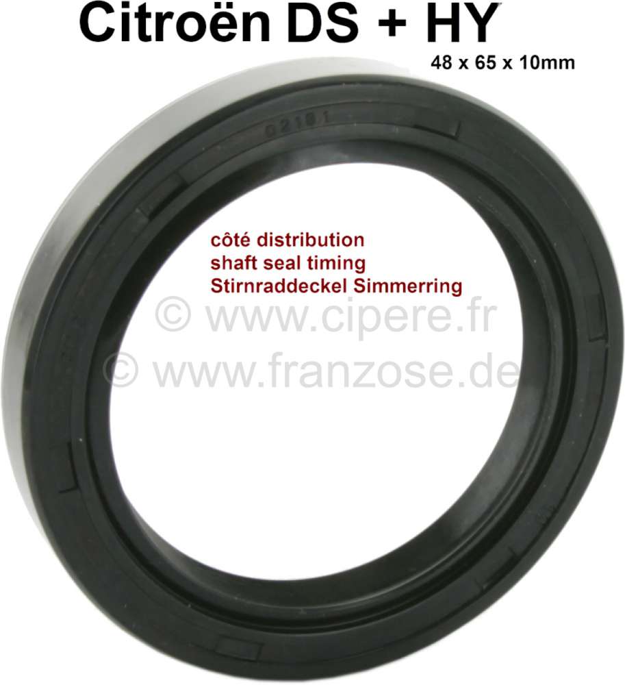 Sonstige-Citroen - Stirnraddeckel Simmerring, passend für Citroen DS + HY. Maße: 48 x 65 x 10mm.