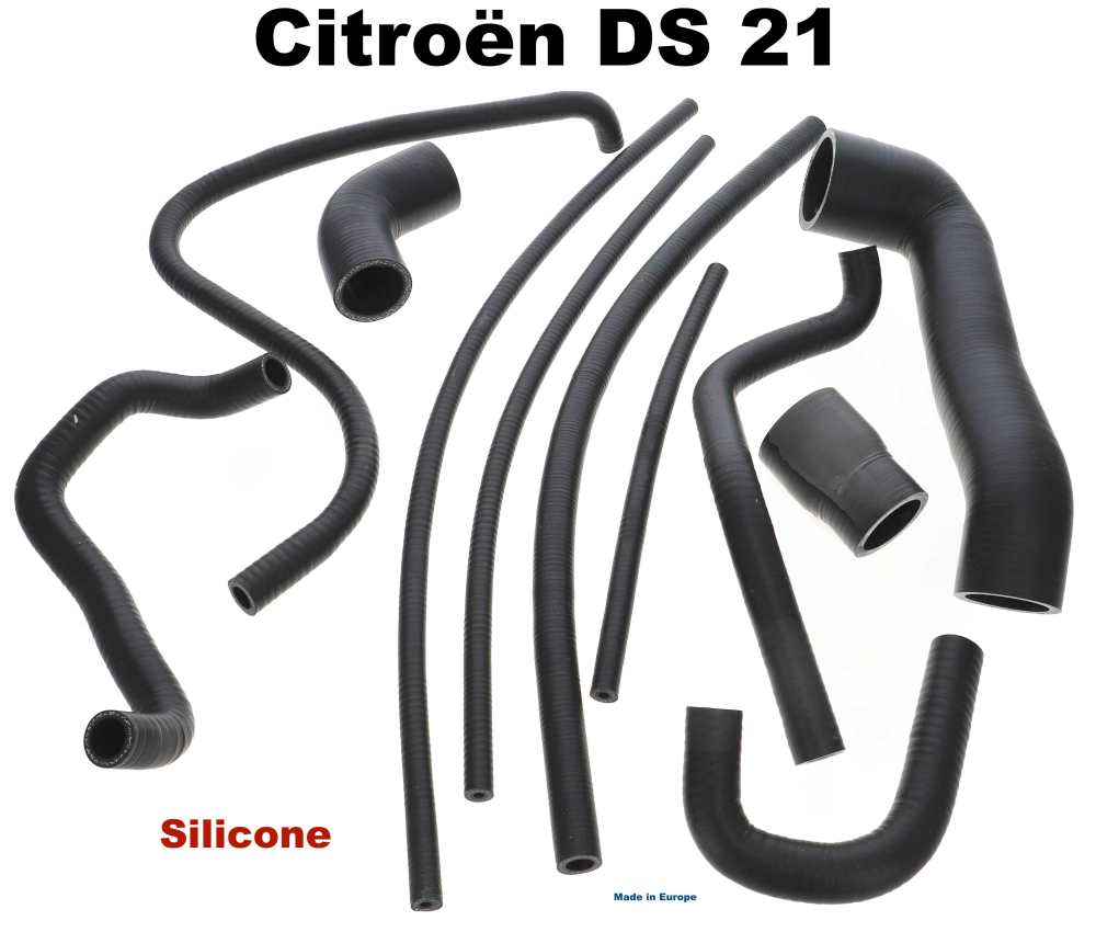 Citroen-DS-11CV-HY - Kühlerschlauch Set aus Silikon! Passend für Citroem DS 21 IE + DS 23 IE. Diesee komplett
