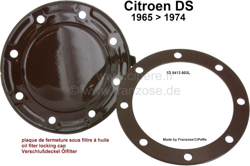 Citroen-2CV - Ölfilter Verschlußdeckel mit Verschraubungsring (Ölwanne). Passend für Citroen DS. Die