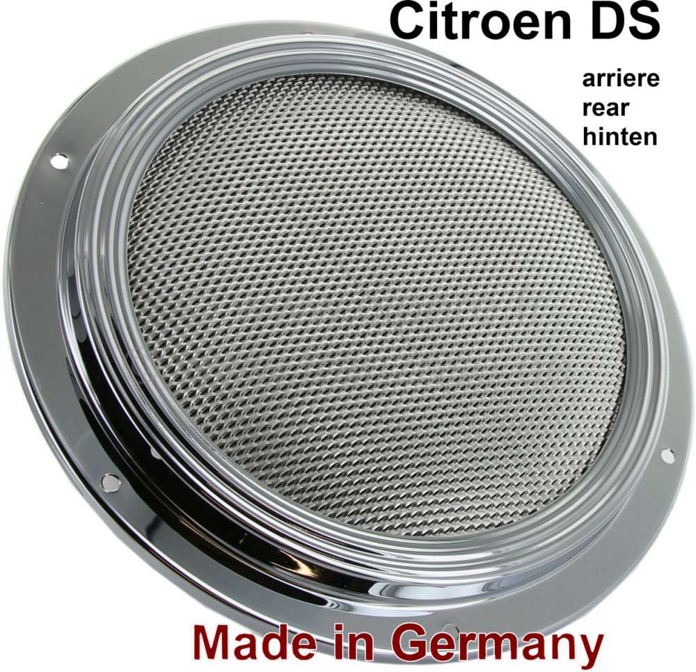 Citroen-DS-11CV-HY - Hecklautsprecher für Citroen DS. Der Lautsprecher ist verchromt und wird mittig in der Hu