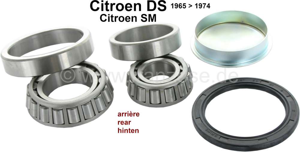 Citroen-DS-11CV-HY - Radlagersatz hinten teilbar, passend für Citroen DS ab Baujahr 1965 + SM. Bestehend aus: 