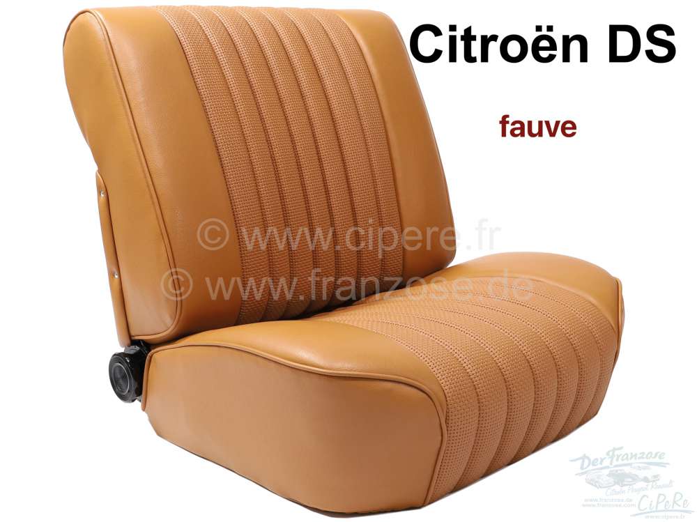 Citroen-DS-11CV-HY - Sitzbezug Vordersitz, links oder rechts passend. Material: Kunstleder braun (fauve). Passe