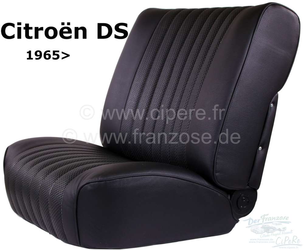 Sitzbezug Vordersitz, links oder rechts passend. Material: Kunstleder  schwarz. Passend für Citroen DS, ab Baujahr 1965