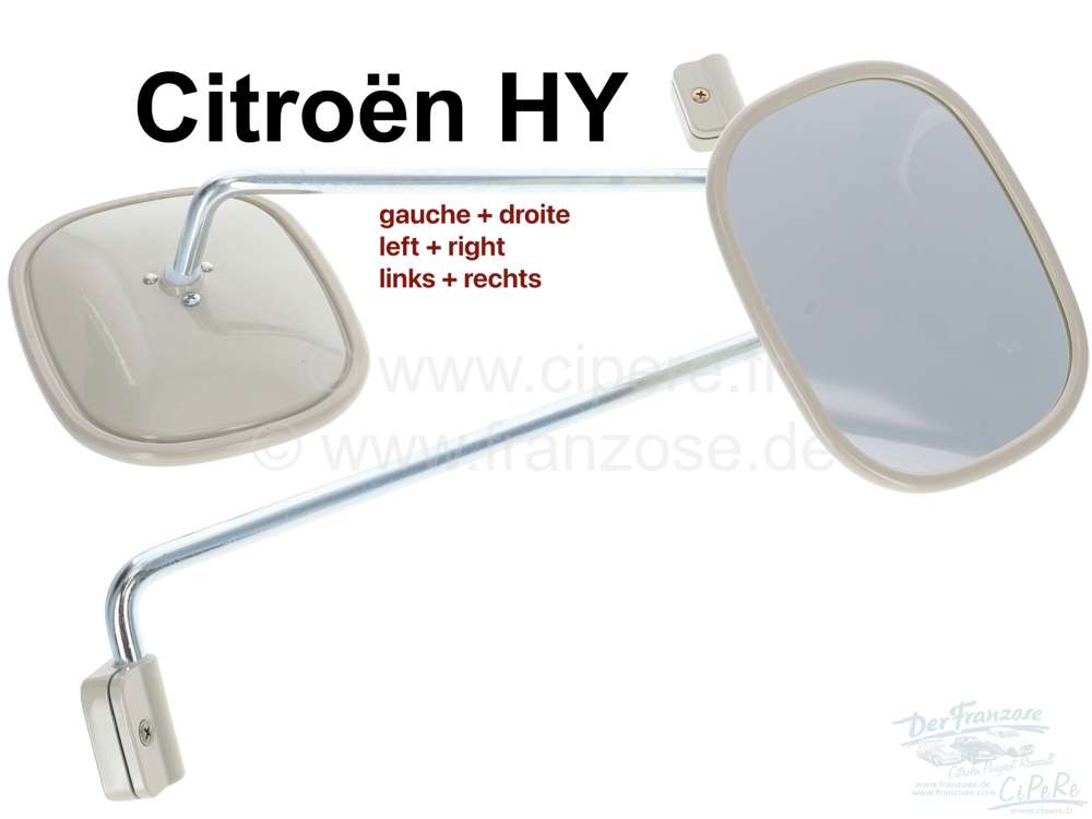 Citroen-DS-11CV-HY - Spiegel, 2 Stück (1x links + 1x rechts). Passend für Citroen HY. Abmessung: 170 x 130mm.