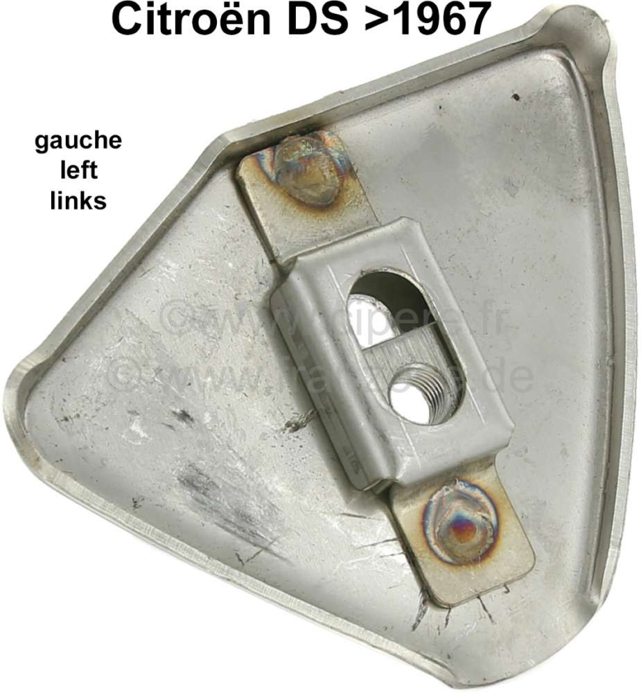 Citroen-DS-11CV-HY - Endspitze links (Befestigungsplatte mit Käfigmutter), für die Stoßstange vorne (zum ein