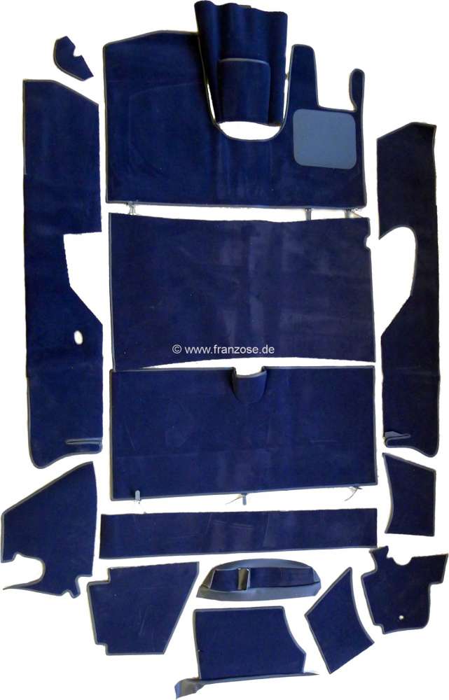 Citroen-2CV - DS Pallas RHD, Teppichsatz 14 teilig, Farbe blau. Passend für Citroen DS Pallas, rechtsge