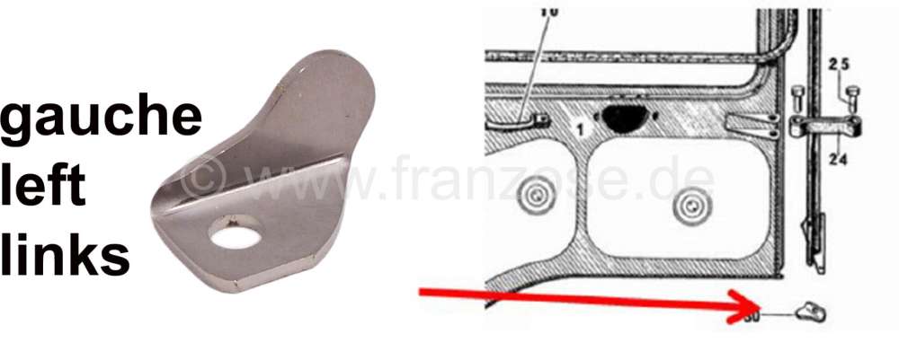 Citroen-DS-11CV-HY - Sicherungsblech Selbstmördertür links unten. Passend für Citroen HY. Or. Nr. HY841-59