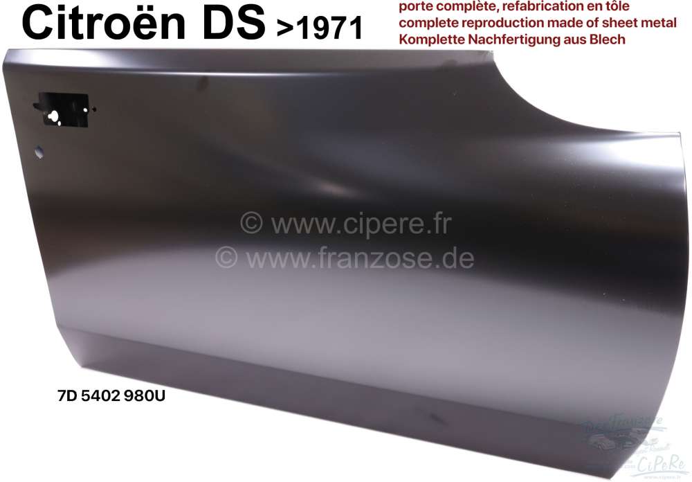 Sonstige-Citroen - Tür vorne rechts (Neuteil). Passend für Citroen DS, ab Baujahr 1971 (versenkte Türgriff