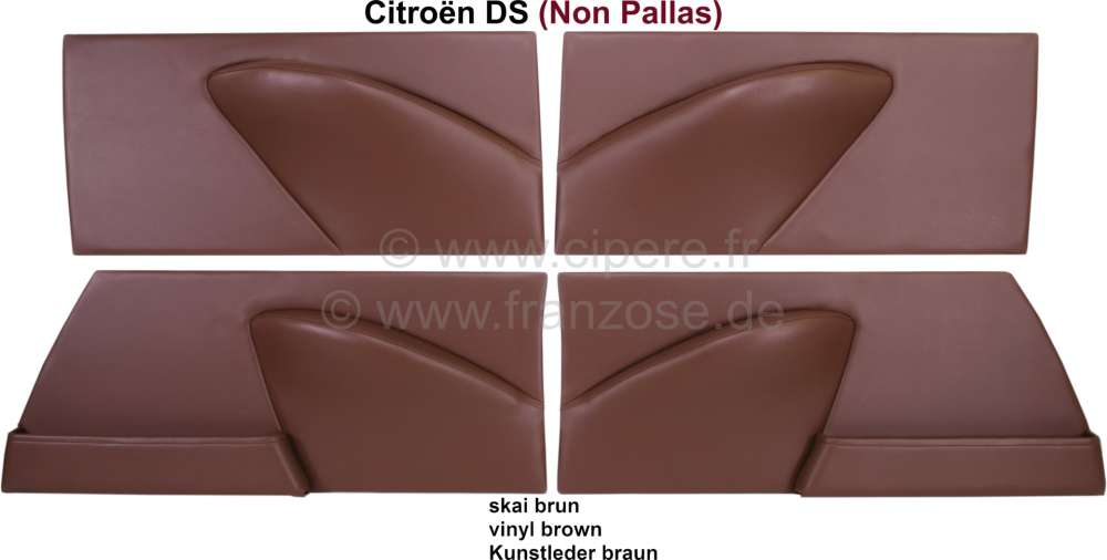 Citroen-DS-11CV-HY - DS Non Pallas, Türverkleidungen (4 Stück), Kunstleder braun. Passend für Citroen DS Non