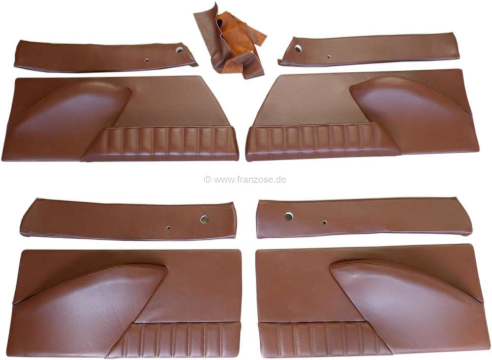 Citroen-2CV - DS Pallas, Türverkleidungen (4 Stück). Leder schokoladen braun (havane), incl. 4x Bezug 