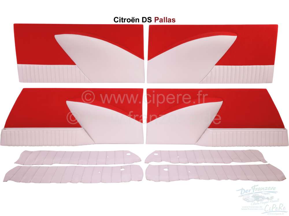 Sonstige-Citroen - DS Pallas, Türverkleidungen (4 Stück). Stoff hellrot (vif). Passend für Citroen DS Pall