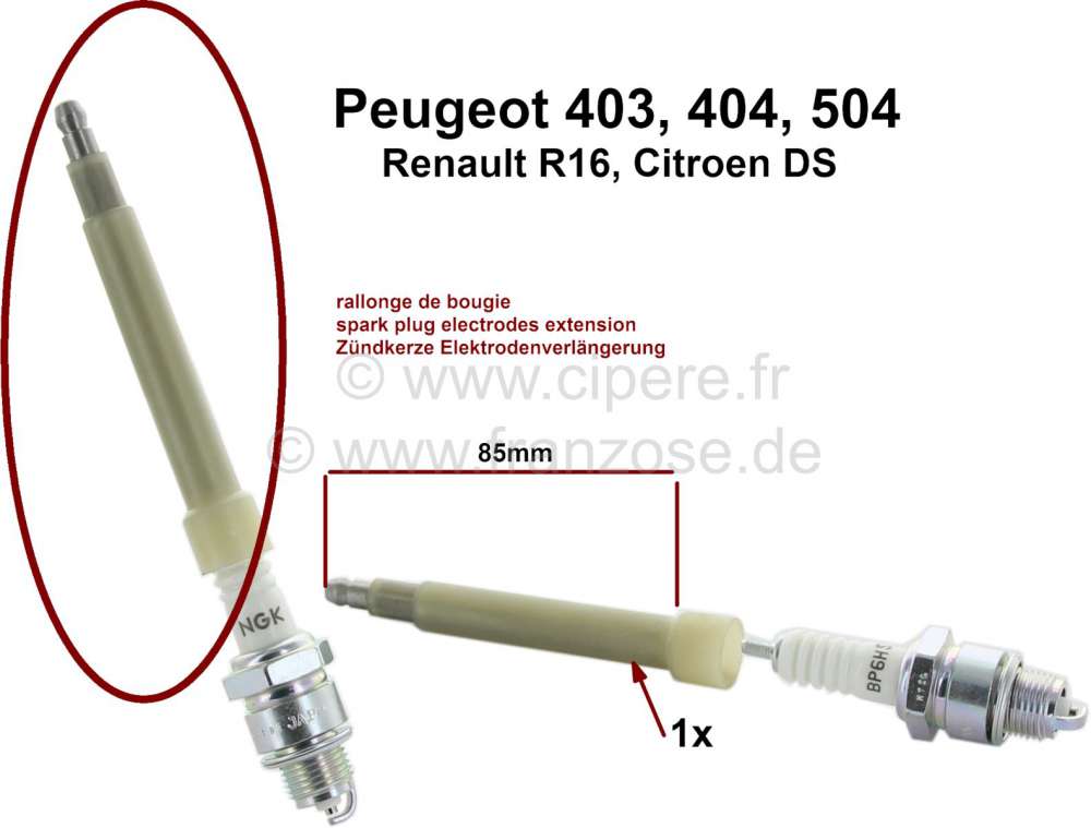 Peugeot - Zündkerze Elektrodenverlängerung. Passend für Peugeot 403, 404, 504, J7. Renault R16. D