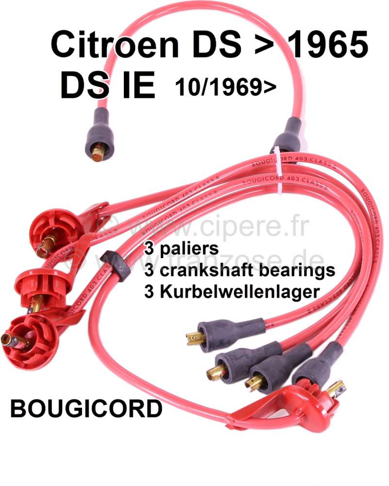 Citroen-DS-11CV-HY - Zündkabelsatz, passend für Citroen DS IE (Einspritzer) und DS Vergaser, bis Baujahr 1965