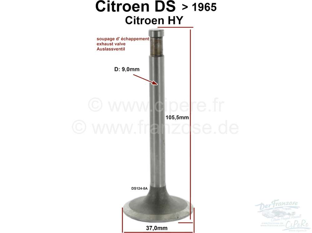 Citroen-2CV - Auslassventil, passend für Citroen DS, bis Baujahr 1965. Citroen HY, letzte Modelle. Durc
