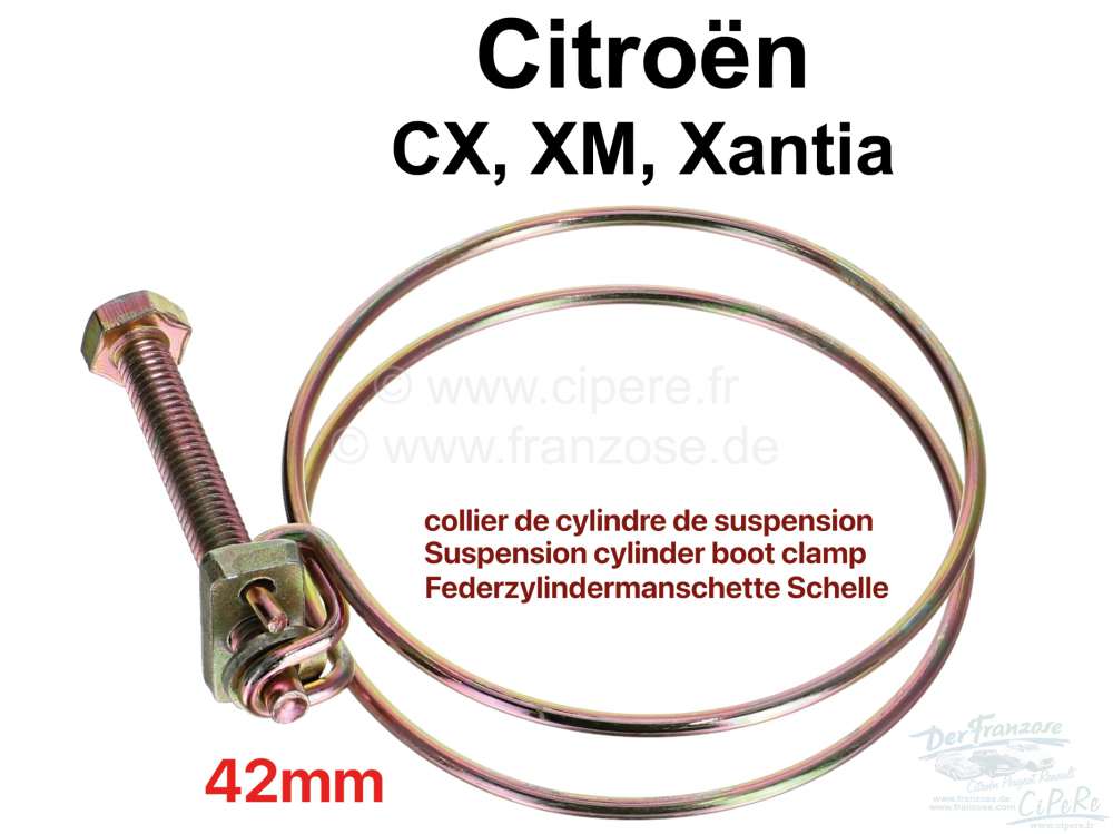 Sonstige-Citroen - Federzylindermanschette Schelle groß (für 42mm Durchmesser). Passend für Citroen CX, XM