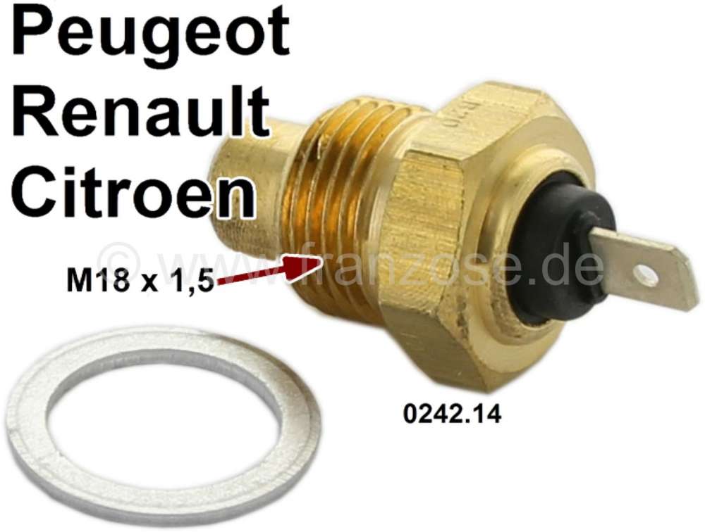 Sonstige-Citroen - Temperaturschalter (Sensor) Kühlwasser. Passend für Peugeot 104, 204, 304, 404, 504, 505