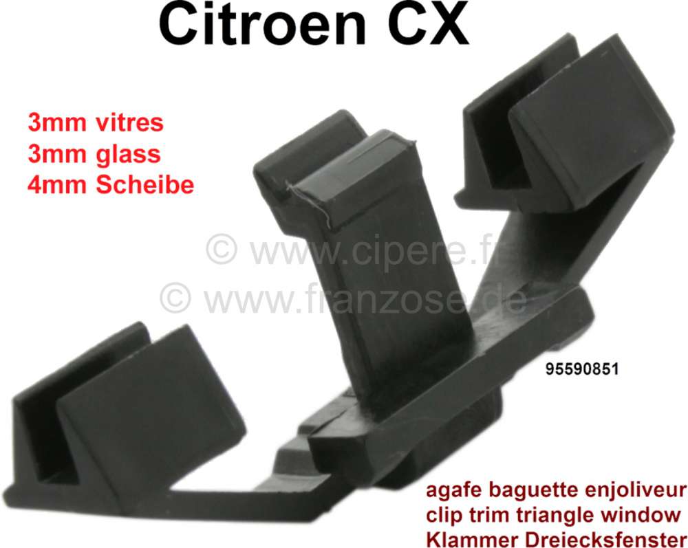 Sonstige-Citroen - CX, Klammer für die Zierleiste und Scheibe (Dreiecksfenster C-Säule bzw. Seitenscheibe B