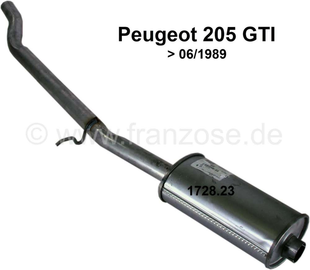 Peugeot - P 205, Auspuff Schalldämpfer mitte. Passend für Peugeot 205 GTI, bis Baujahr 06/1989. Or