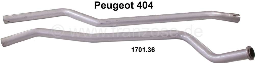 Peugeot - P 404 XC5, Auspuffrohr vorne (2 Teile), vor dem Schalldämpfer. Passend für Peugeot 404 (