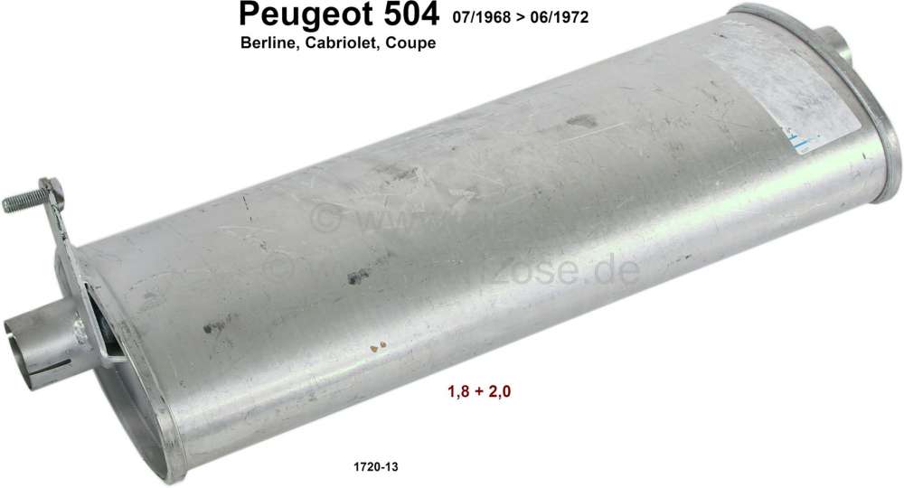 Peugeot - P 504, Auspuff Vorschalldämpfer. Passend für Peugeot 504 Coupe +  Cabrio + Limousine, vo