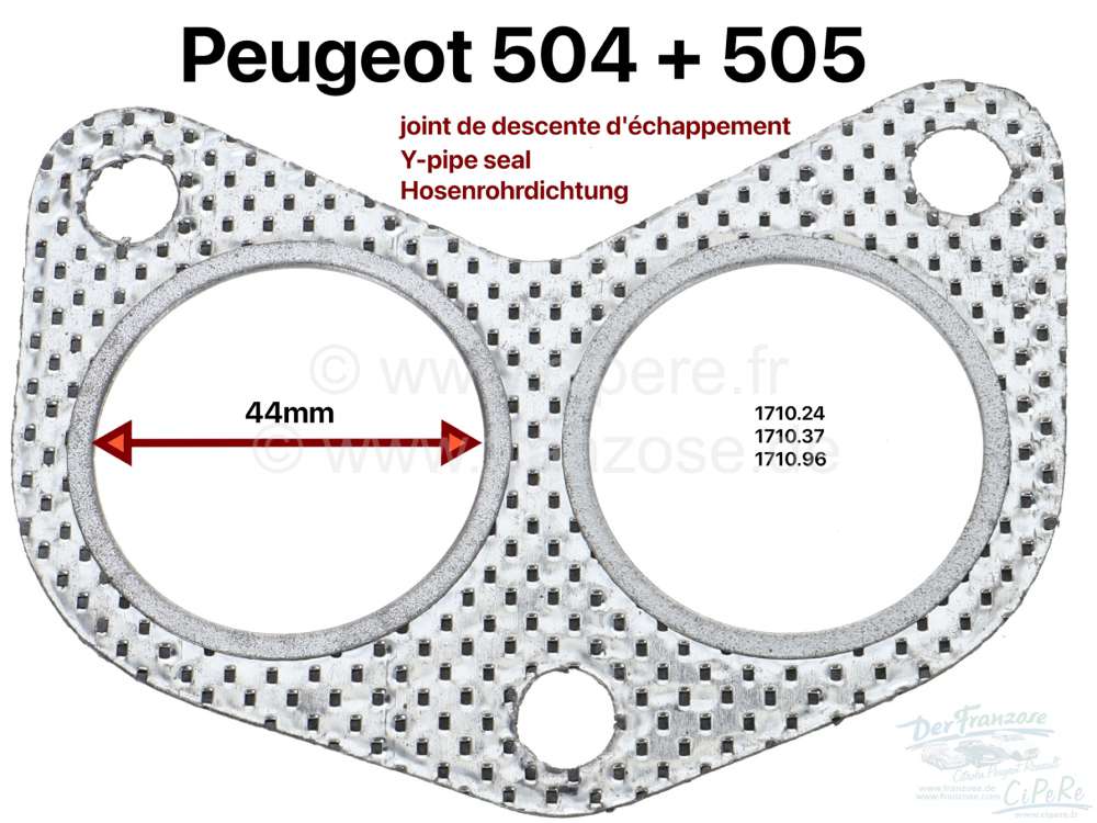 Peugeot - P 504/505, Hosenrohrdichtung. Passend für Peugeot 504 + 505.Durchmesser 44mm. Or. Nr. 171