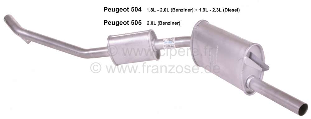 Renault - P 504/505, Schalldämpfer hinten (1x 29,5cm + 1x 20cm), Gesamtlänge 147cm. Passend für P