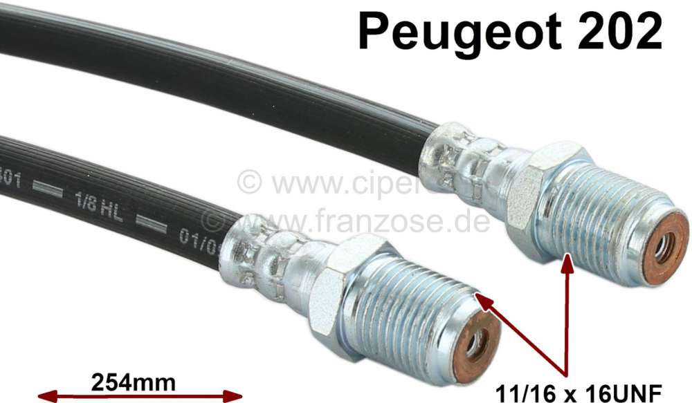 Peugeot - P 202, Bremsschlauch Peugeot 202/202B/202U, 254mm lang