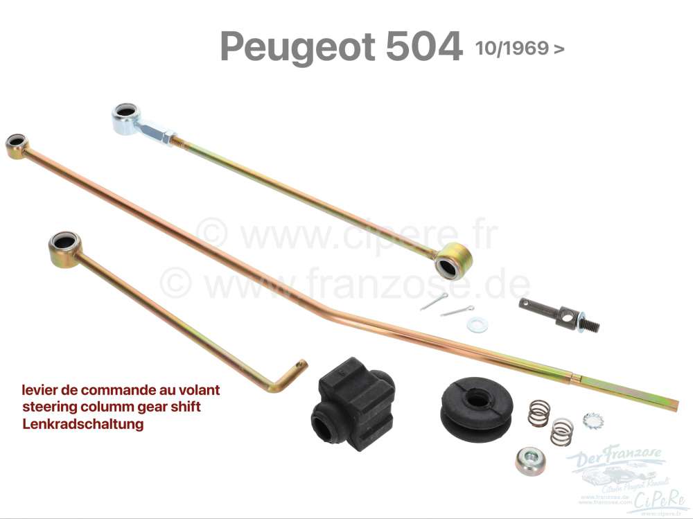 Peugeot - P 504, Schaltgestänge Reparatursatz, für die Lenkradschaltung. Passend für Peugeot 504,