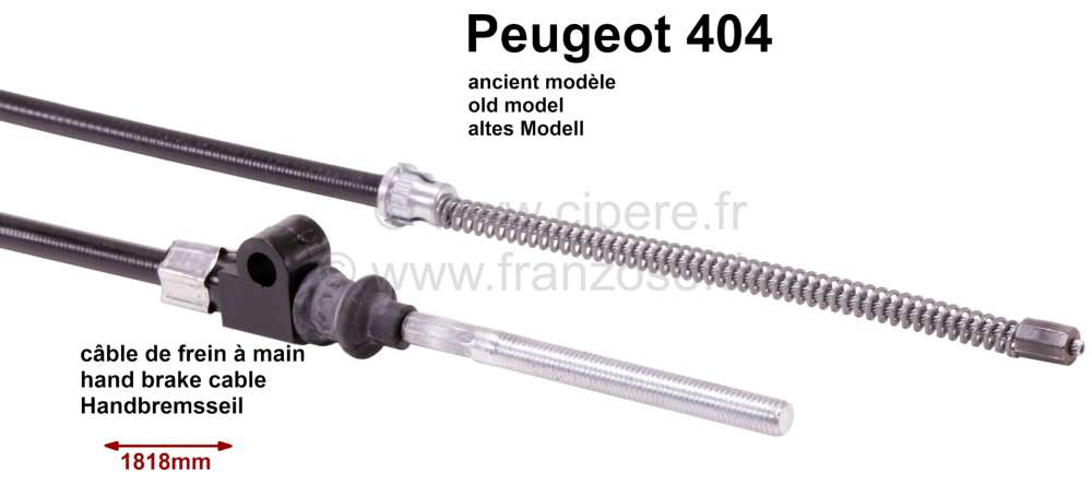 Peugeot - P 404, Handbremsseil Peugeot 404 altes Modell, 1818mm. Or.Nr.483433