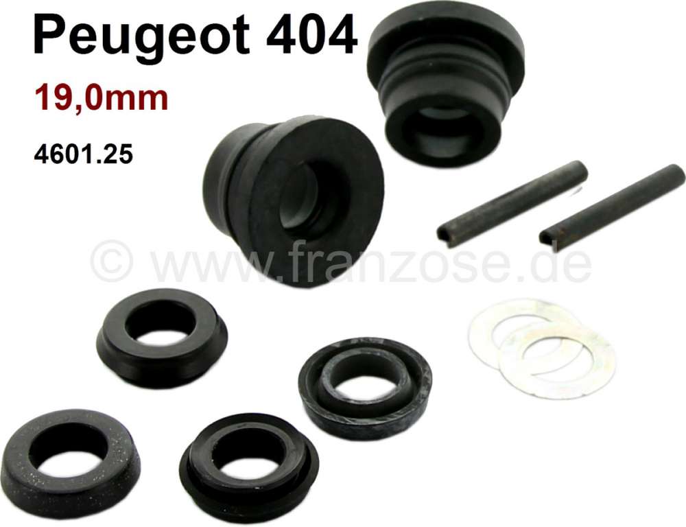 Peugeot - P 404, Hauptbremszylinder Dichtsatz (2 Kreis Bremsanlage). Kolbendurchmesser: 19,0mm. Pass